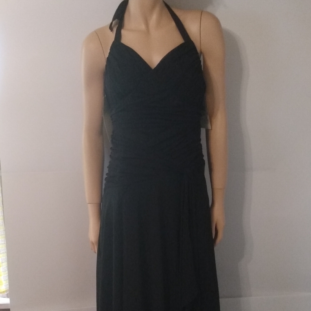 Little Black Sexy Dress Plunging Back Halter Front Plus